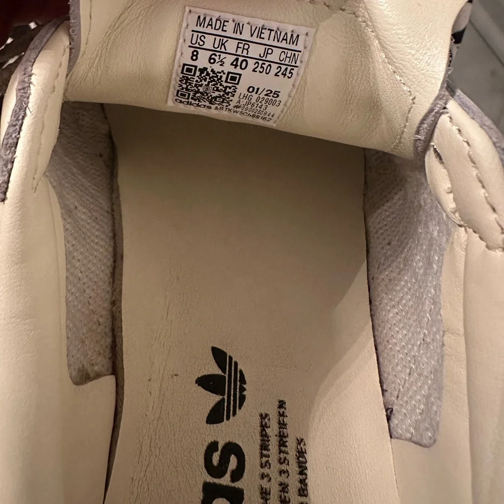 Adidas Samba Long Tongue Sneakers in White Cream with Brown Soles - Picture 4 of 5